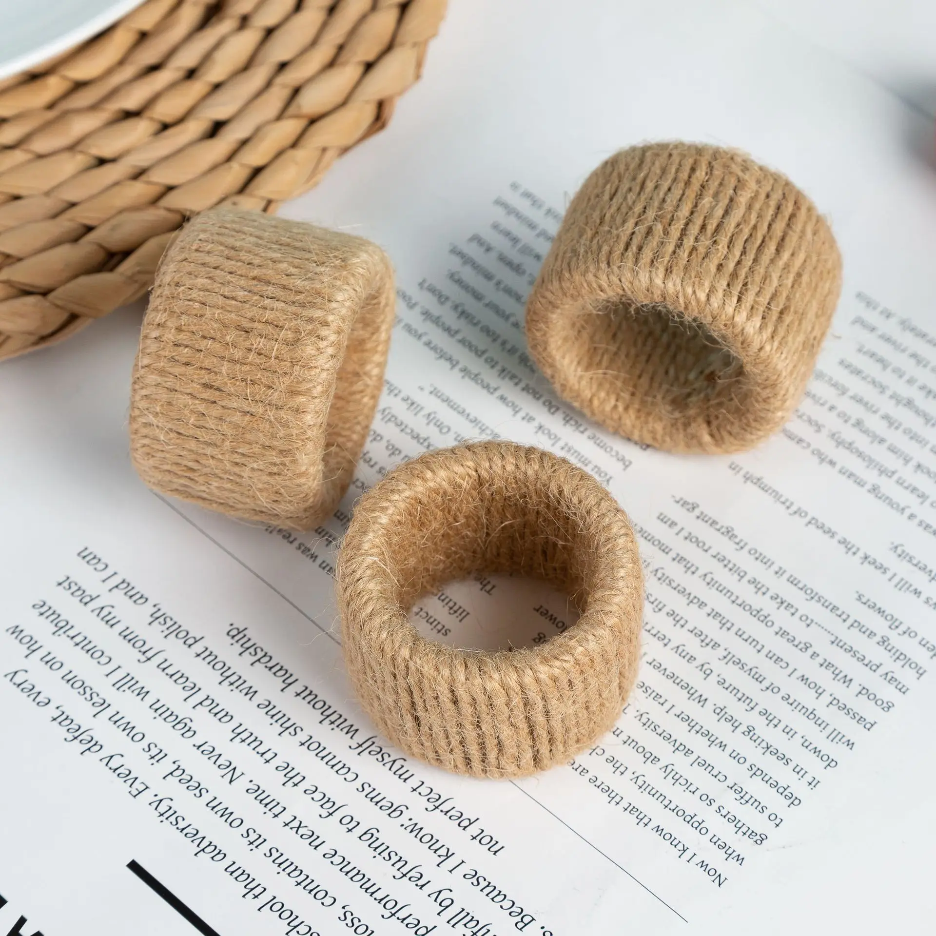 

6 шт./компл. кольца для салфеток из натурального джута для стола, плетеный держатель для салфеток, круг, деревенский, сделай сам, ремесленный коврик для столовых приборов, декор стола для свадьбы