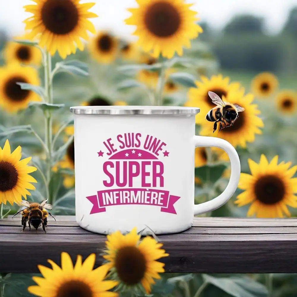 

Лучшие эмалированные кружки с французским принтом для медсестры, кофейные чашки, кружка для напитков, вина, сока, десерта, чашка с ручкой для какао, молока, лучший подарок для непермеера