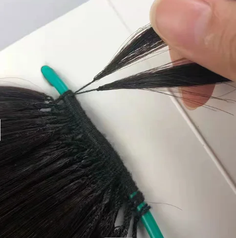 Top quality factory price 100% virgin human cuticle aligned hair twin knot feather line hair extension