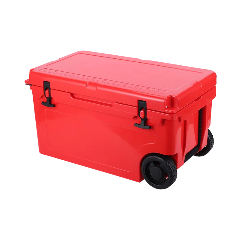 LLDPE 55L High-Performance Wheeled Ice Chest Heavy Duty Rotomolded Camping Cooler for Beer Storage Fishing Rotational Molding
