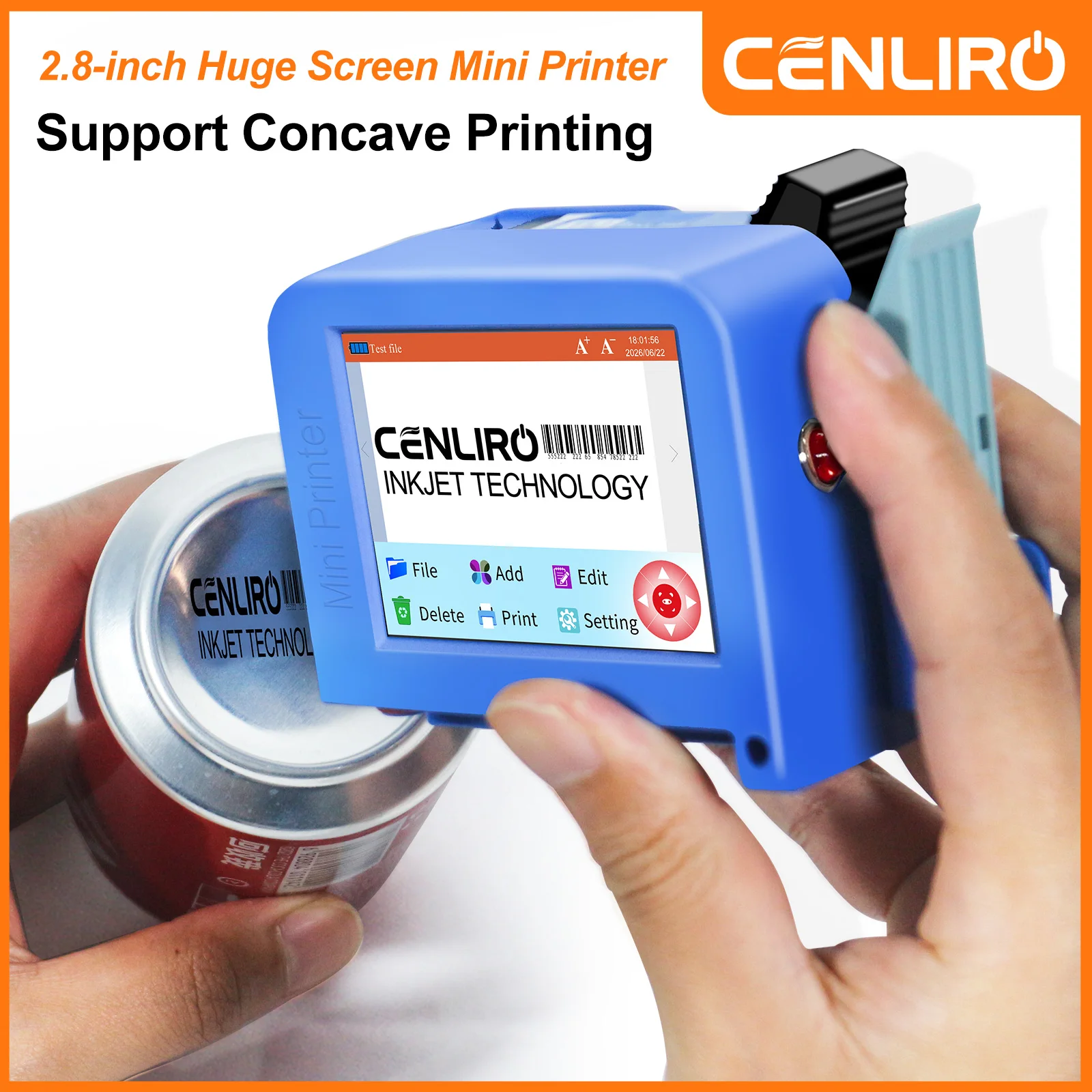 Cenliro CL05B 2.8'' Mini Handheld Inkjet Printer 600DPI Multi Language Printing Machine for Date QR Bar Code Logo Labeler