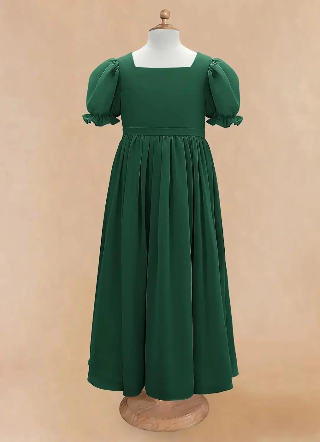 Long Chiffon Junior Bridesmaid Dresses for Wedding with Sleeve Formal Flower Girl Dress for Teens princess dress