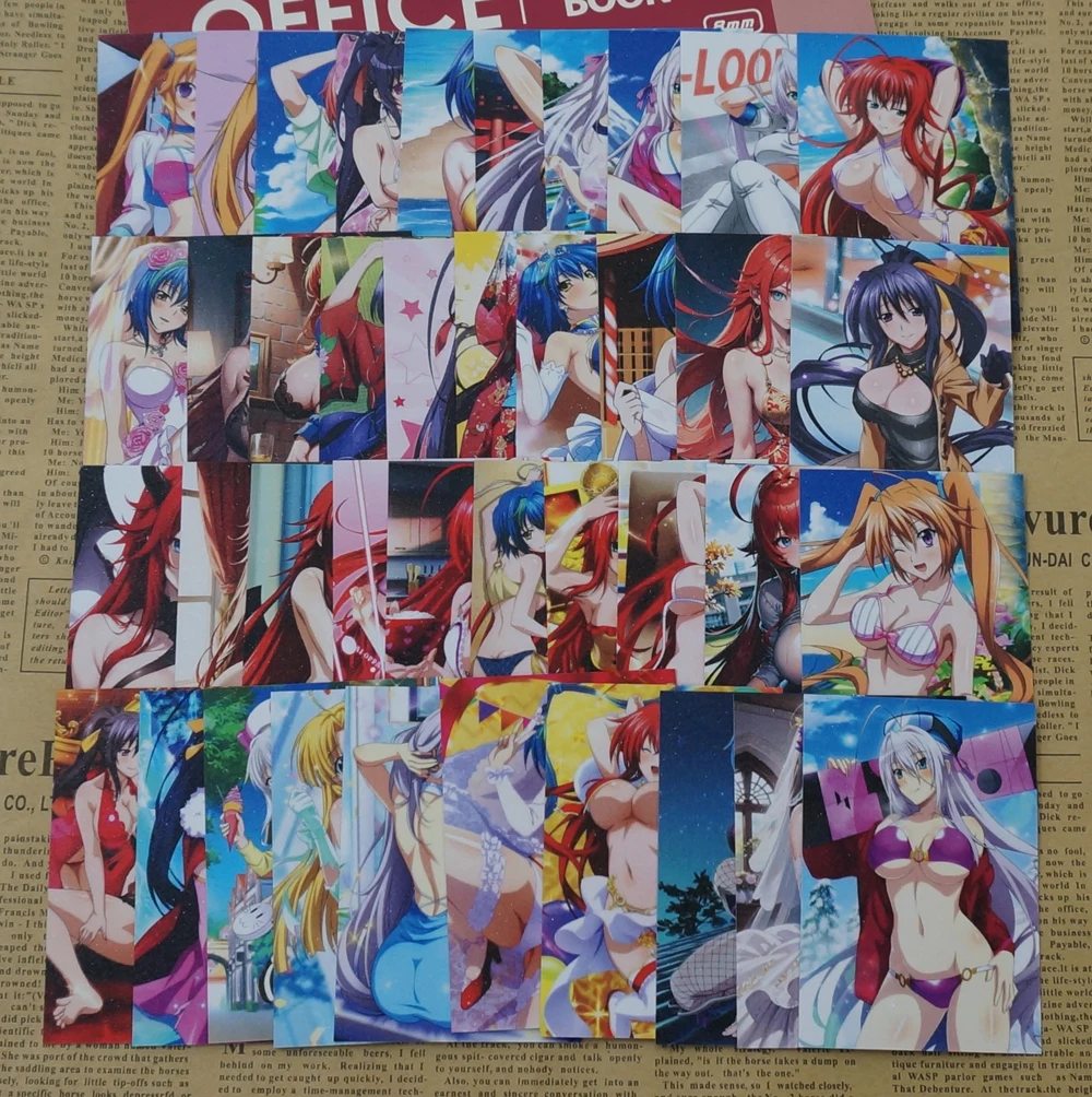 40 szt./zestaw liceum DxD dziewczęce karty Rias Akeno Rossweisse Anime diabeł panie Fullart AI sztuka matowa papierowa karta kolekcjonerska