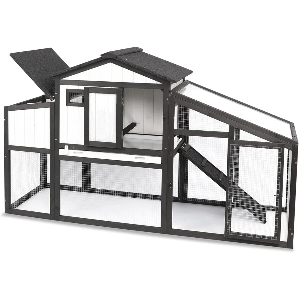 

Chicken Coop Wooden, Backyard Hen House Indoor Outdoor for 2-3 Chickens, 2 Story Poultry Cage Chicken Coop and Run, Nesting Box,