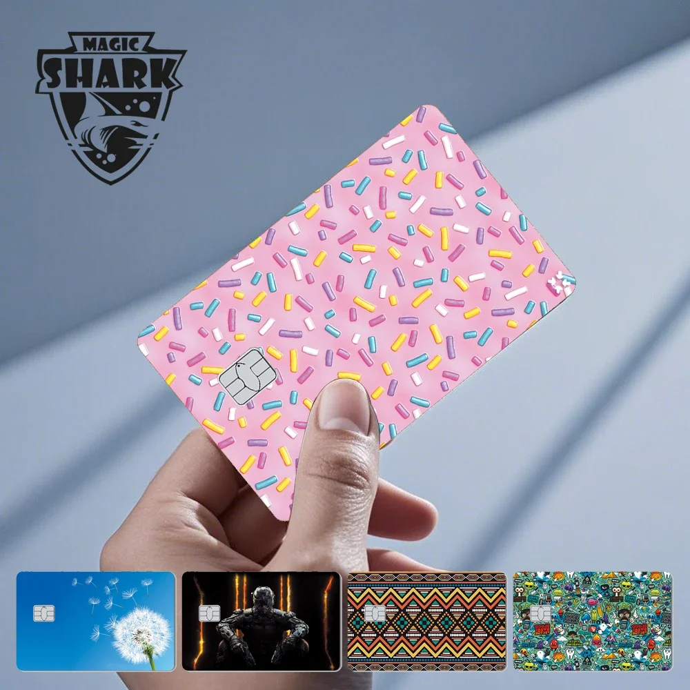 Maigc Shark Dandelion Pizza Graffiti Fox Bread Waterproof Skin Film Sticker Cover for Debit Credit Card No Fade