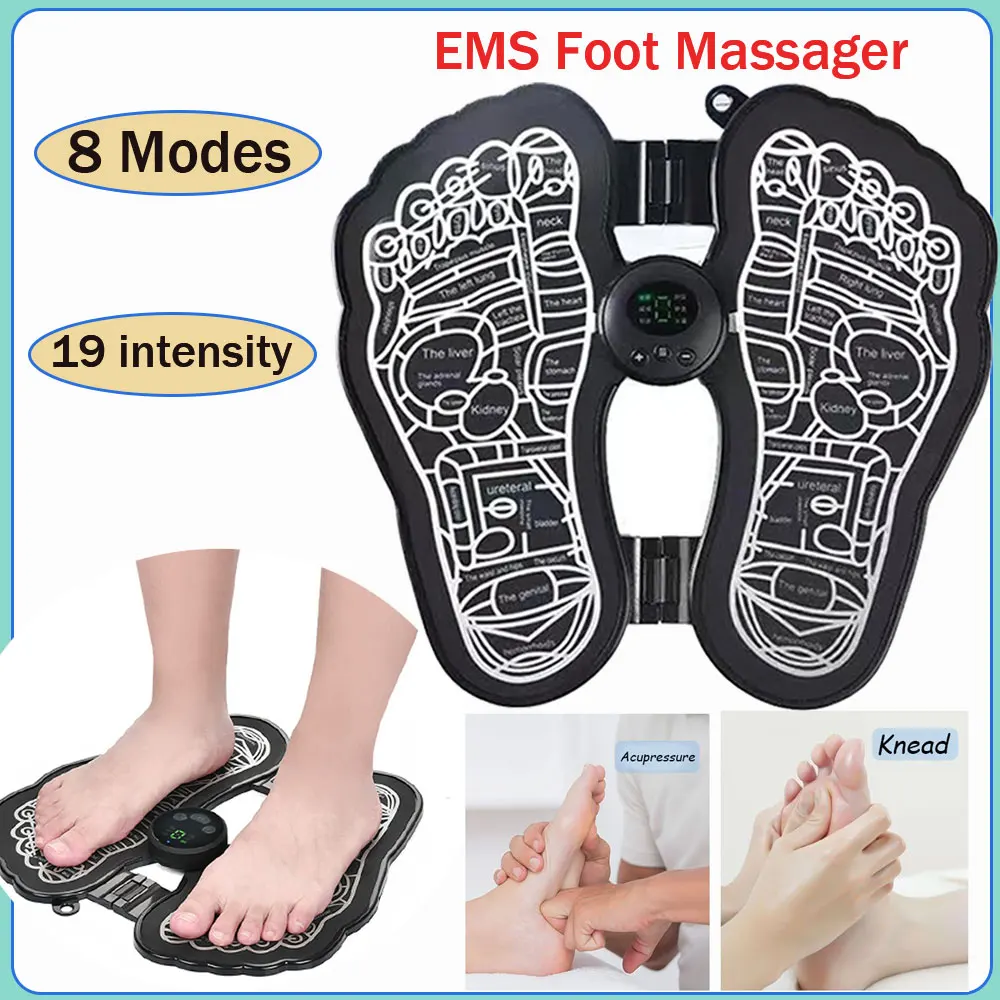 Electric EMS Foot Massager Pad Blood Circulation Foldable Portable Pedicure Device Relief Pain Relax Feet Acupoints Massage Mat