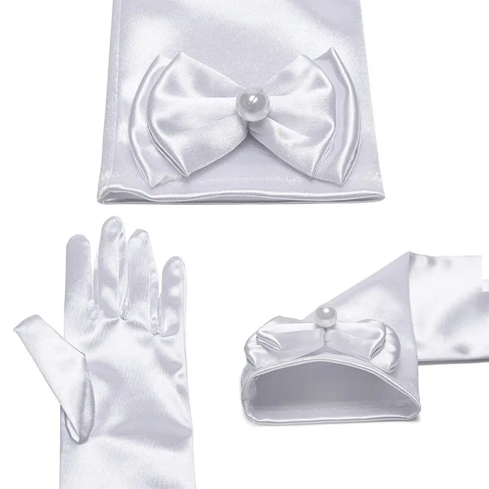 Robe de mariée pour enfants, vêtements pour enfants, gants longs pour enfants, mitaines à doigts complets, gants de scène, accessoires de jupe de
