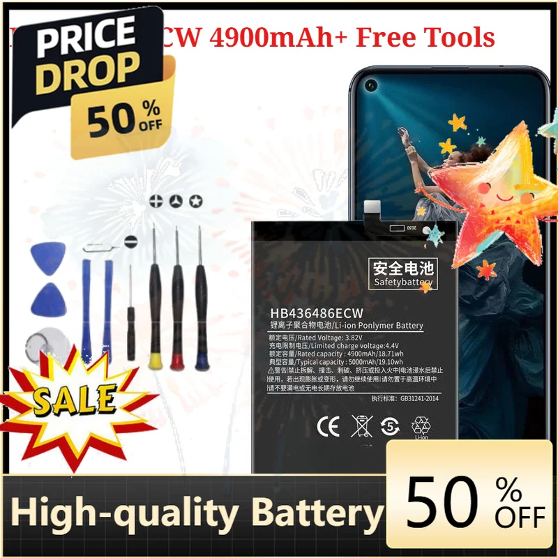 SWZY For Honor 20 HB386589ECW 3650mAh/HB436486EC for Honor 20 4900mAh Pro+Free Tools/for Honor 20 Lite 4000mAh Mobile Phone Batt