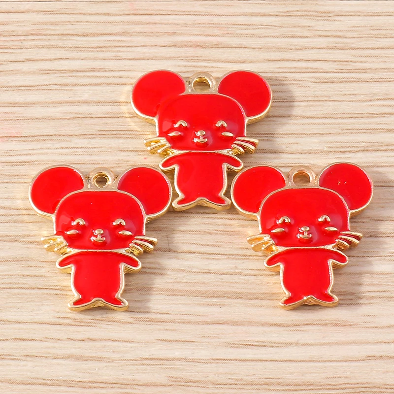 

Tusember 10pcs 16*17mm 5 color Enamel Cute Little Mouse Charms for Earrings Necklace DIY Jewelry Making Findings Accessories