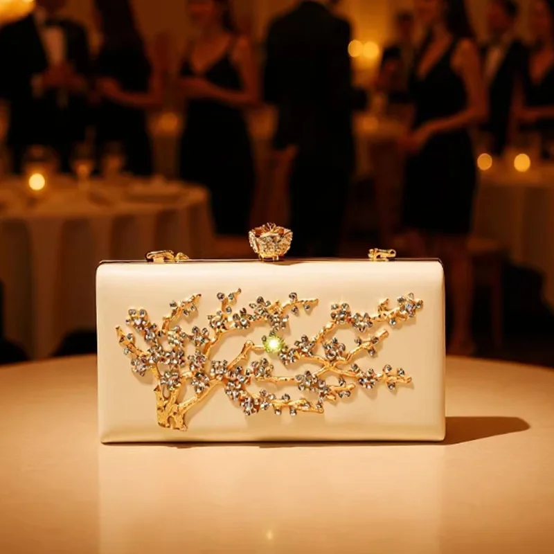 2026 Luxury 3D Relief Tree Evening Bag Brand High end Inlaid Diamond Clutch Purse and Handbag Lady Wedding Party Crossbody Bag