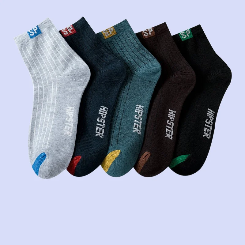 Chaussettes respirantes à tube moyen pour hommes, longues, confortables, décontractées, absorbant la transpiration, sport, affaires, 5/10 paires