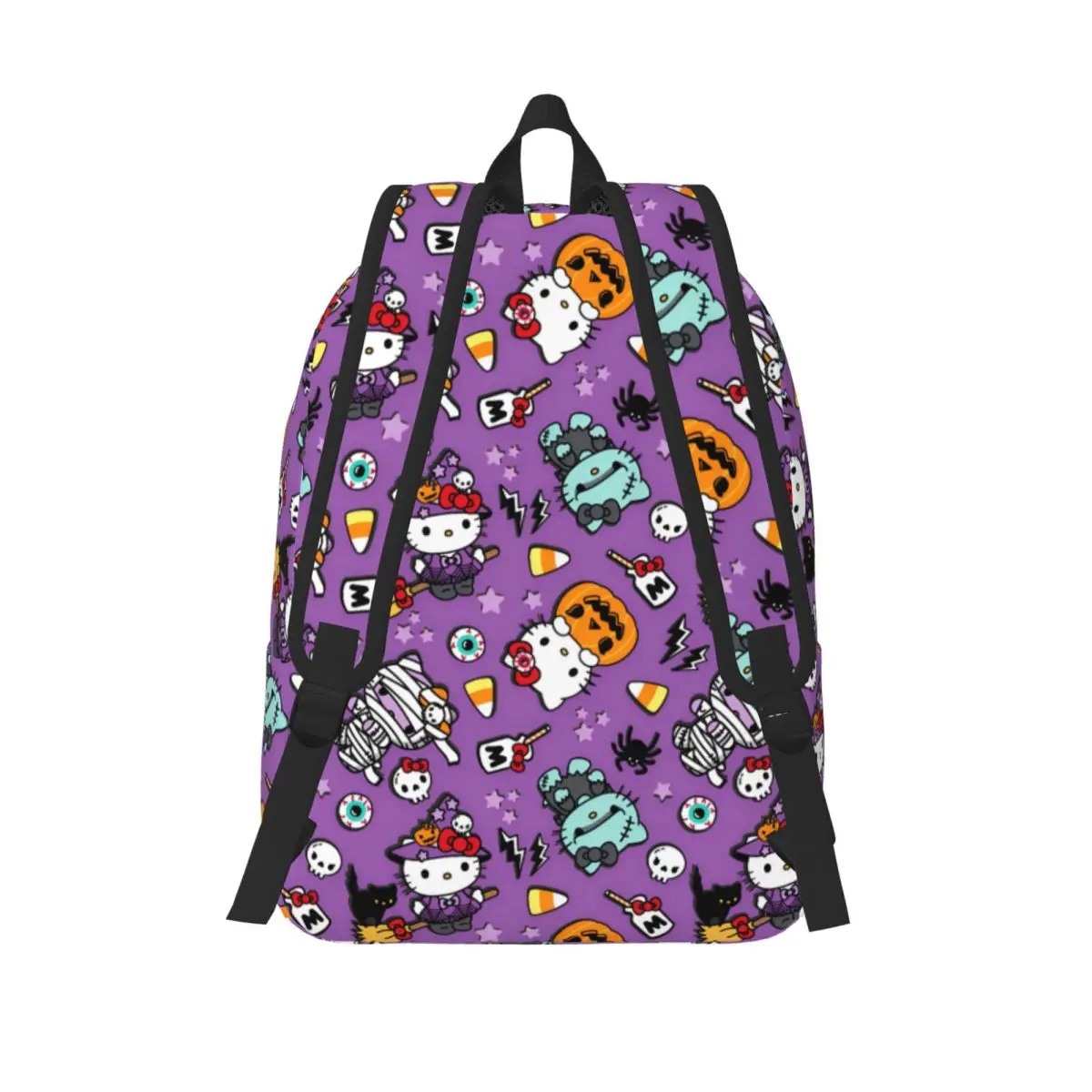 Hello Kitty Halloween Ghost Zaino Uomo Donna Casual High School Zaino da lavoro Spooky Trick Borse di tela per computer portatile Sport