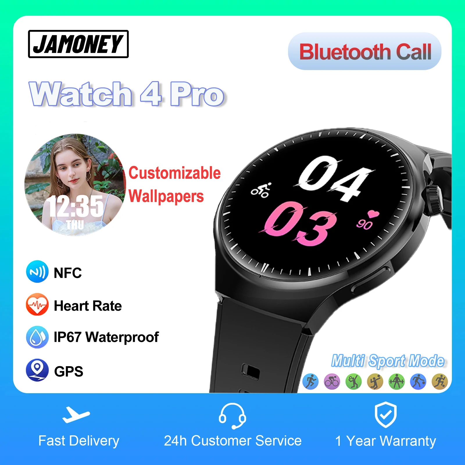 

Смарт-часы 4 Pro для мужчин и женщин, улучшенные Смарт-часы с Bluetooth, функцией телефонных звонков, мониторингом здоровья, GPS, для IOS, Android, 2024