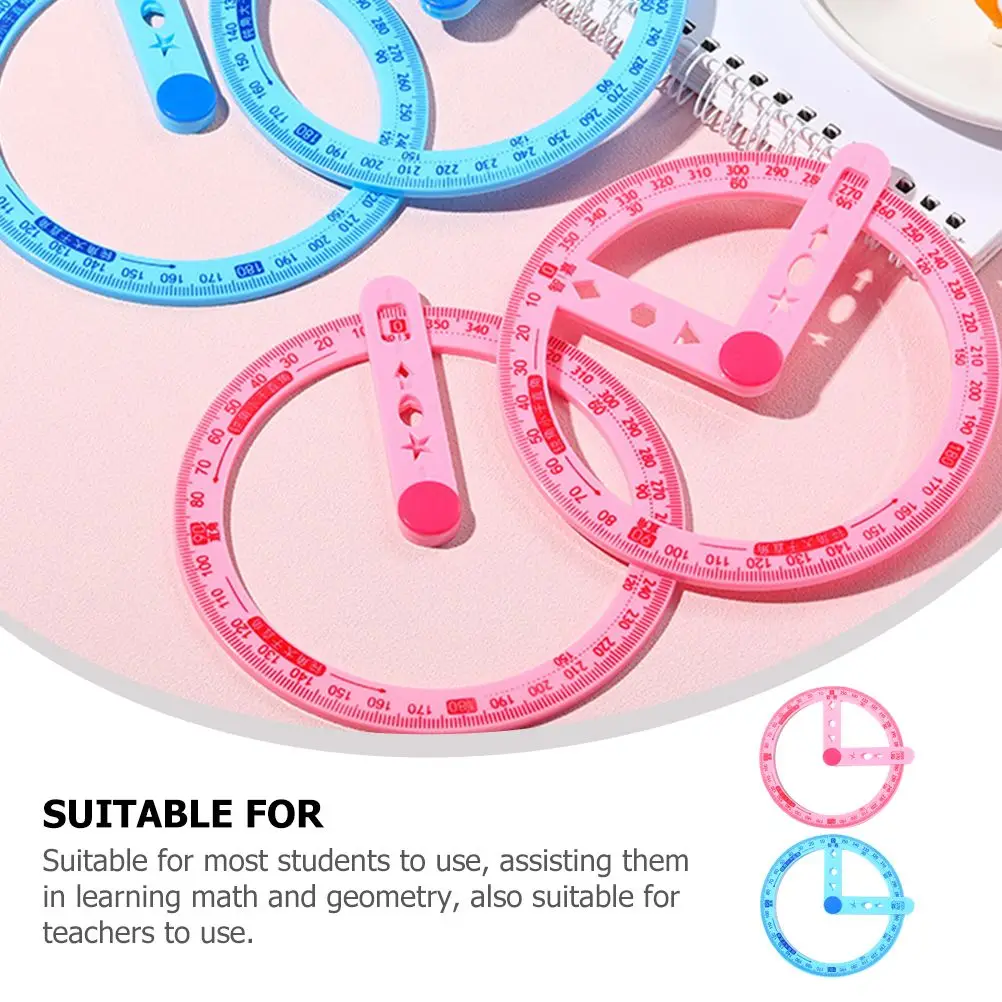 6Pcs 360Degree Protractor Transparent Clear Scale Measuring Tool Plastic Ruler for Students Teachers Classroom Drafting Drawing