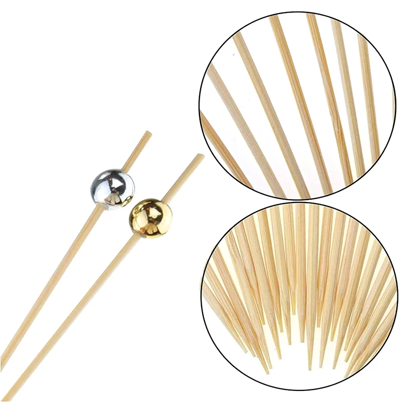 100pcs Disposable Exquisite Bamboo Skewer Snack Party Wedding Festival Supplies Food Skewer Picks Decor Supplies