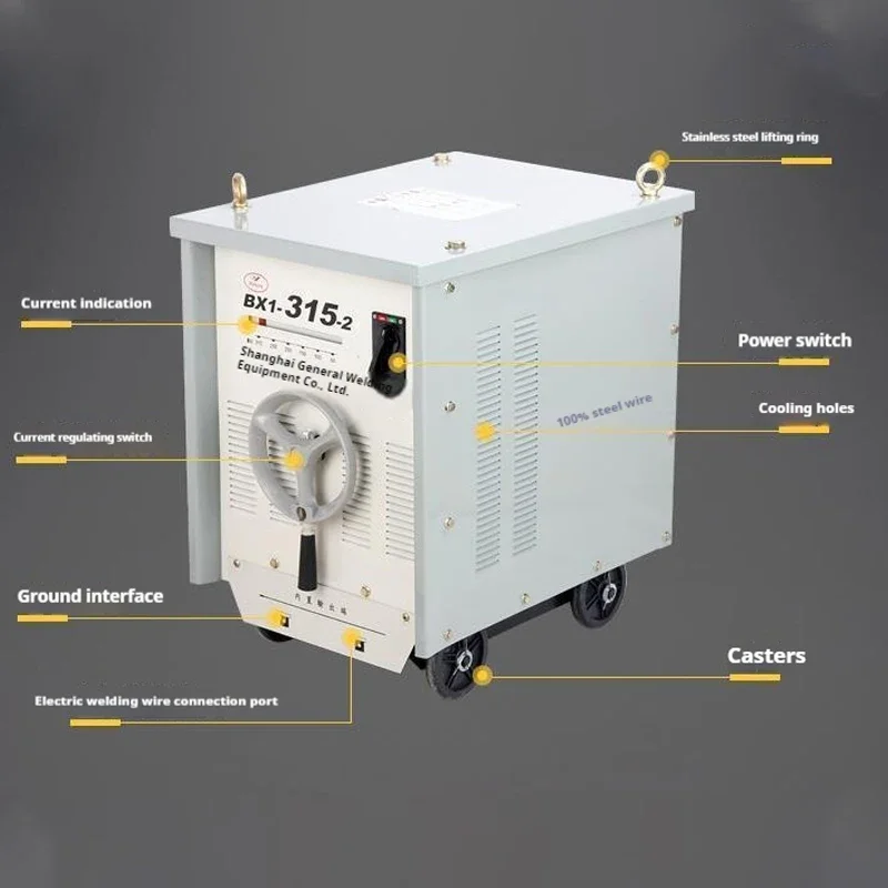 Mesin las listrik AC kelas industri BX1-315-2 mesin las inti tembaga murni kuno 22,5kva