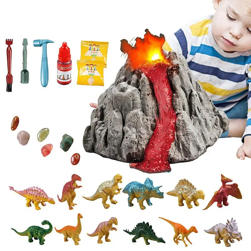 Dinosaur Fossil Digging Kit Volcanic Eruption Dinosaur Excavation Science Experiments Kits Dinosaur Toys Science Educational Kit