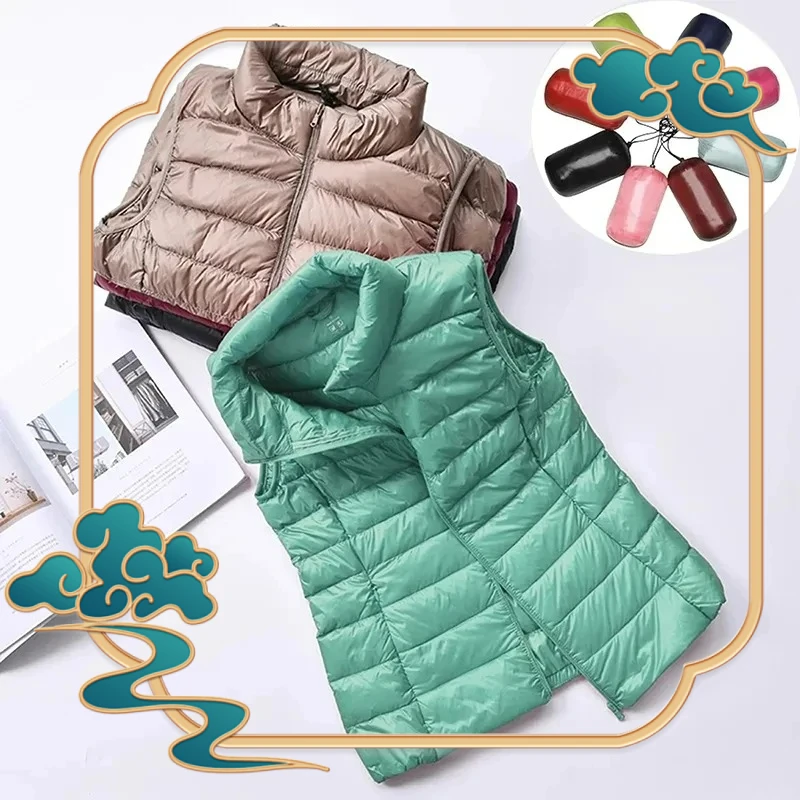 

Новая осенне-зимняя женская ультра легкая жилетка на утином пуху, женская куртка из 90% белого утиного пуха, пальто без рукавов, зимняя куртка для женщин