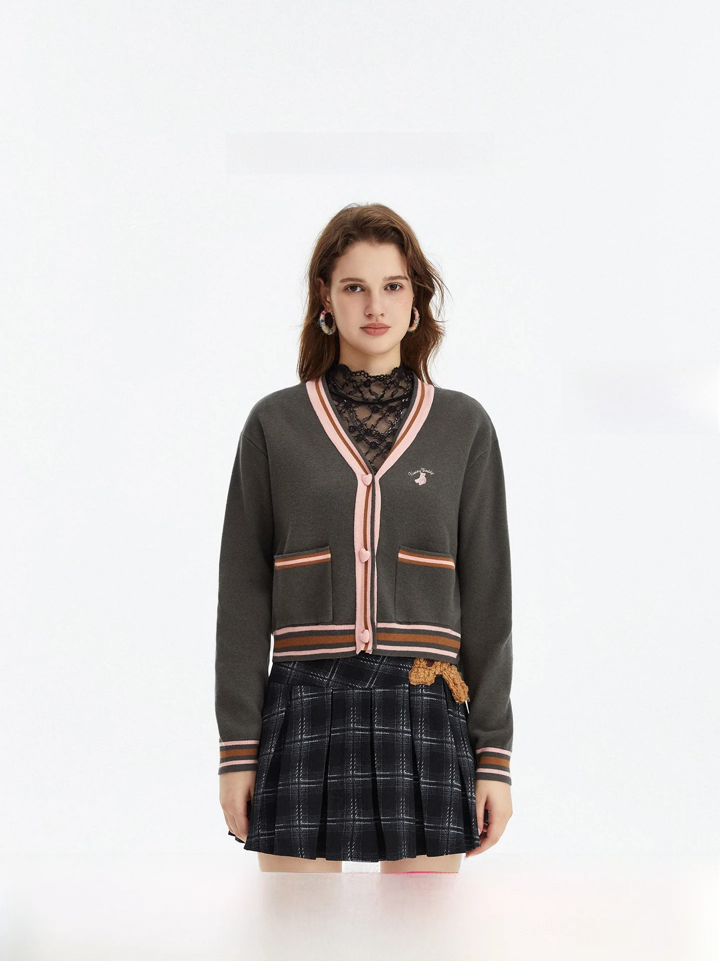 

Faionable Color Blo V-Ne Long Sve Comfortable Women's Open Cardigan Knitwear NOISY TEDDY25 Autumn New Arrival