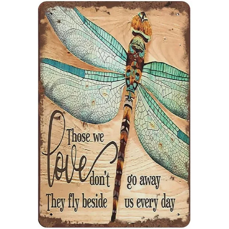

Dragonfly Plaque Metal Tin Signs Retro Wall Decoration Vintage Art Posters Iron Painting for Man Cave Home Cafe Garden Club Bar