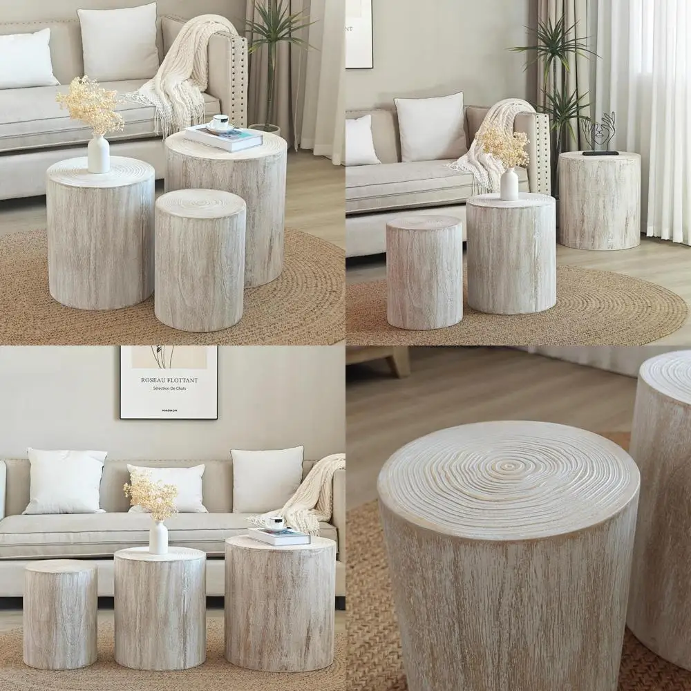 

KevinPlus Set of 3 Nesting Coffee Tables for Living Room and Bedroom, Farmhouse Style, No Assembly Required