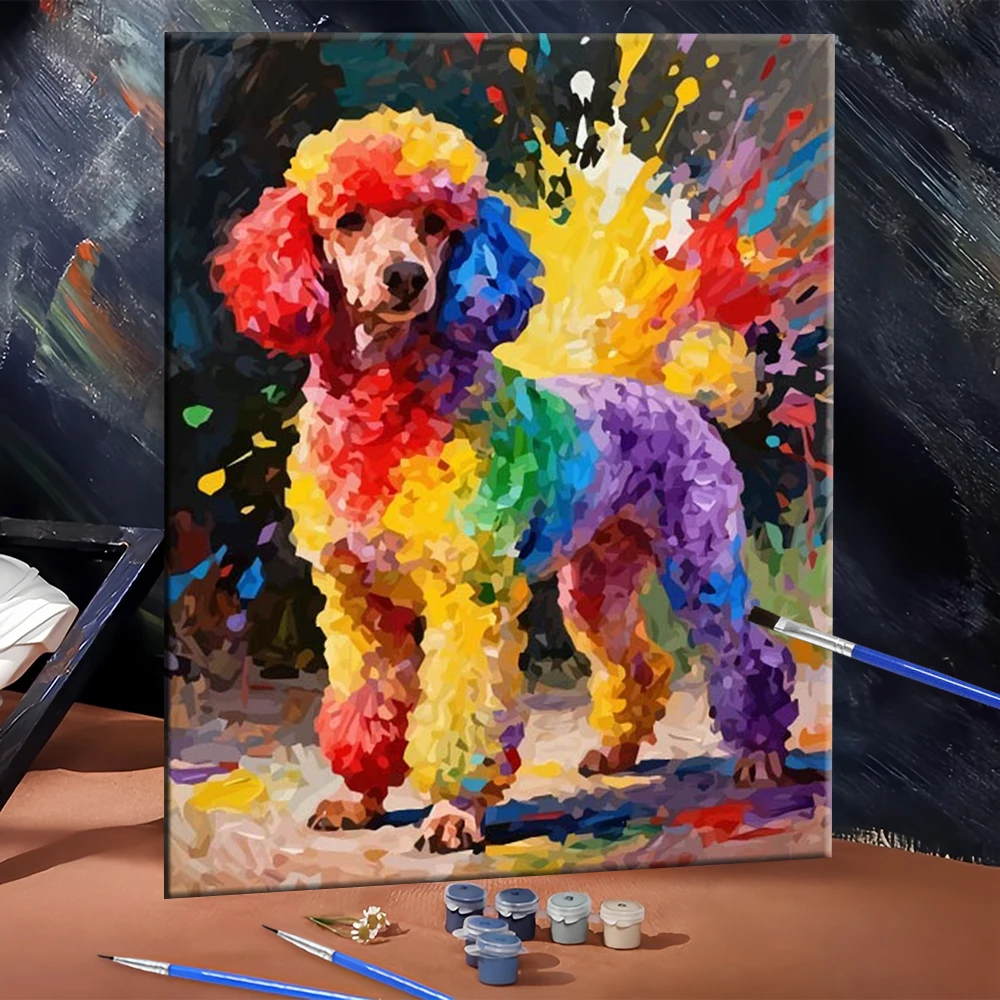 Ölgemälde nach Zahlen Hund Tier DIY-Set für Erwachsene Digitales Ölgemälde Welpen Acrylfarbe auf Leinwand Heimdekoration Geschenk