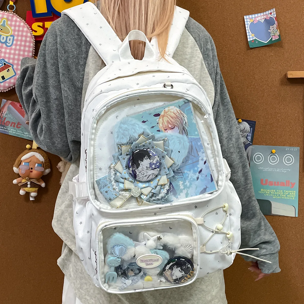 

Women White Transparent School Bag Large Capacity Japanese Ita Backpack Harajuku Lolita Backpacks Diy Jk Itabag Design Y2k Bags
