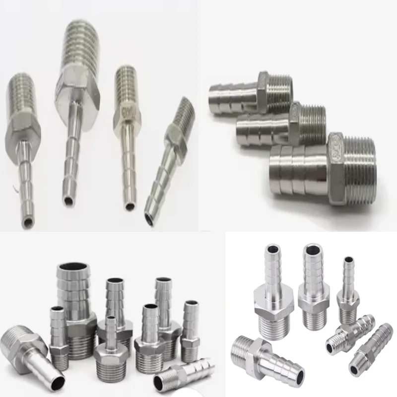 High Pressure Resistant 6mm 8mm 10mm 12mm 14mm Hose Barb OD To M12 Metric Male Thread 304 Stainless Steel Pipe Fitting