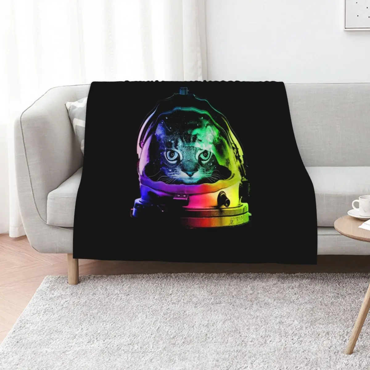 

Astronaut Cat Throw Blanket Thermal Picnic Plaid Bed covers Blankets