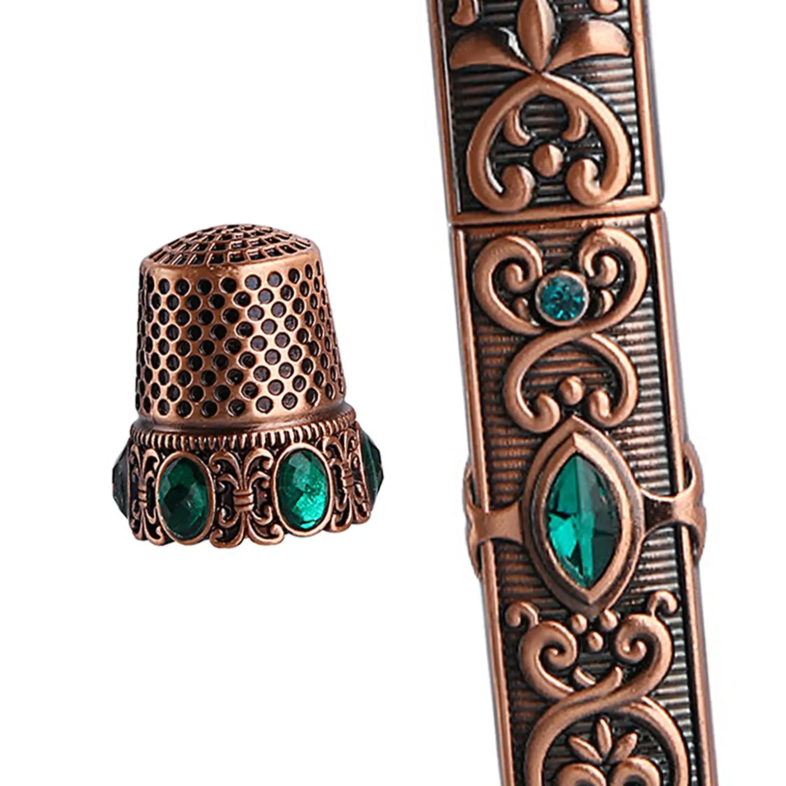 Étui à aiguilles à coudre, couture victorienne avec dé à coudre, point de croix en métal