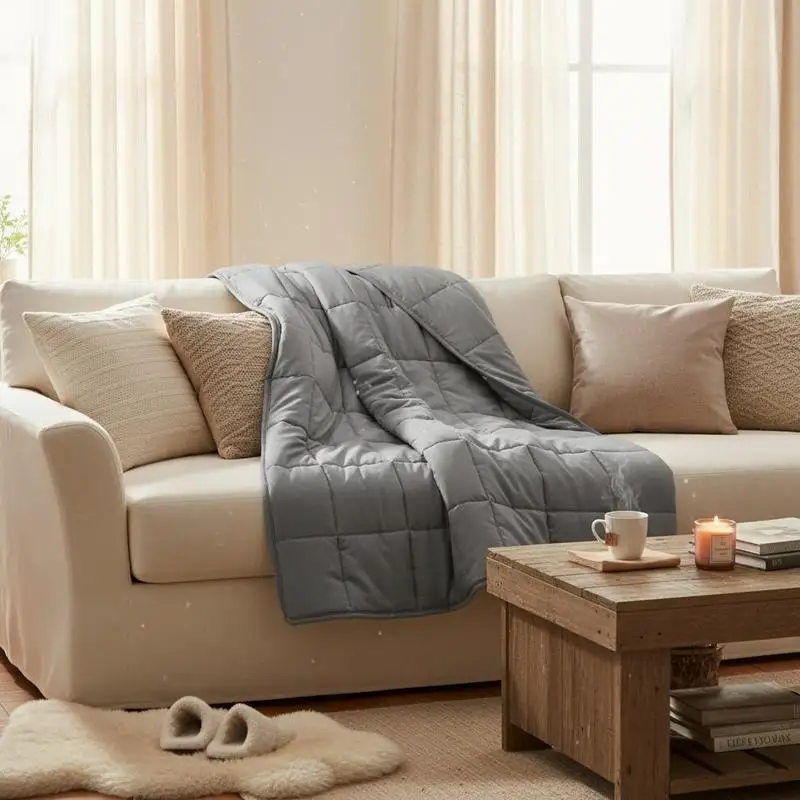 Couverture lestée, 11,5 kg, couverture thérapeutique 2032x2210 mm, taille king size, couverture en coton lourd avec billes de verre, pour adultes pesant 113 à 140 kg, soulagement de l'anxiété et du stress, gris