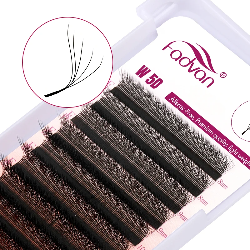 FADVAN L/C/D-Curl 3D/4D/5D/6D/8D W Lashes Fox Eyes 0.07 W Shape Eyelash Extensions 8-15mm Natural Soft Professional Lash 12 Rows