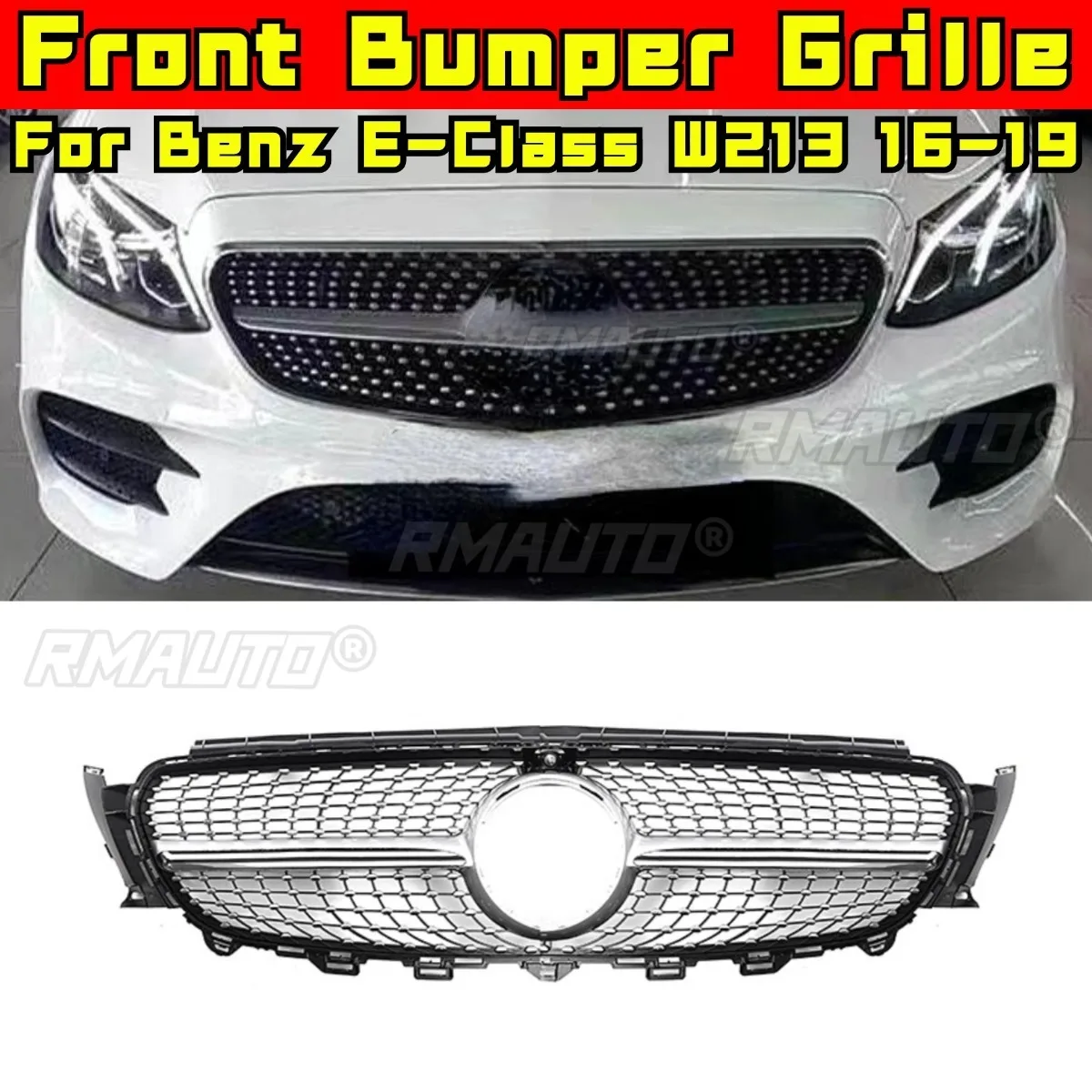 

Car Bumper Grill Decorative Strips Racing Grille Body Kit Front Bumper Grill For Mercedes Benz E-Class W213 2016-2019 Exterior