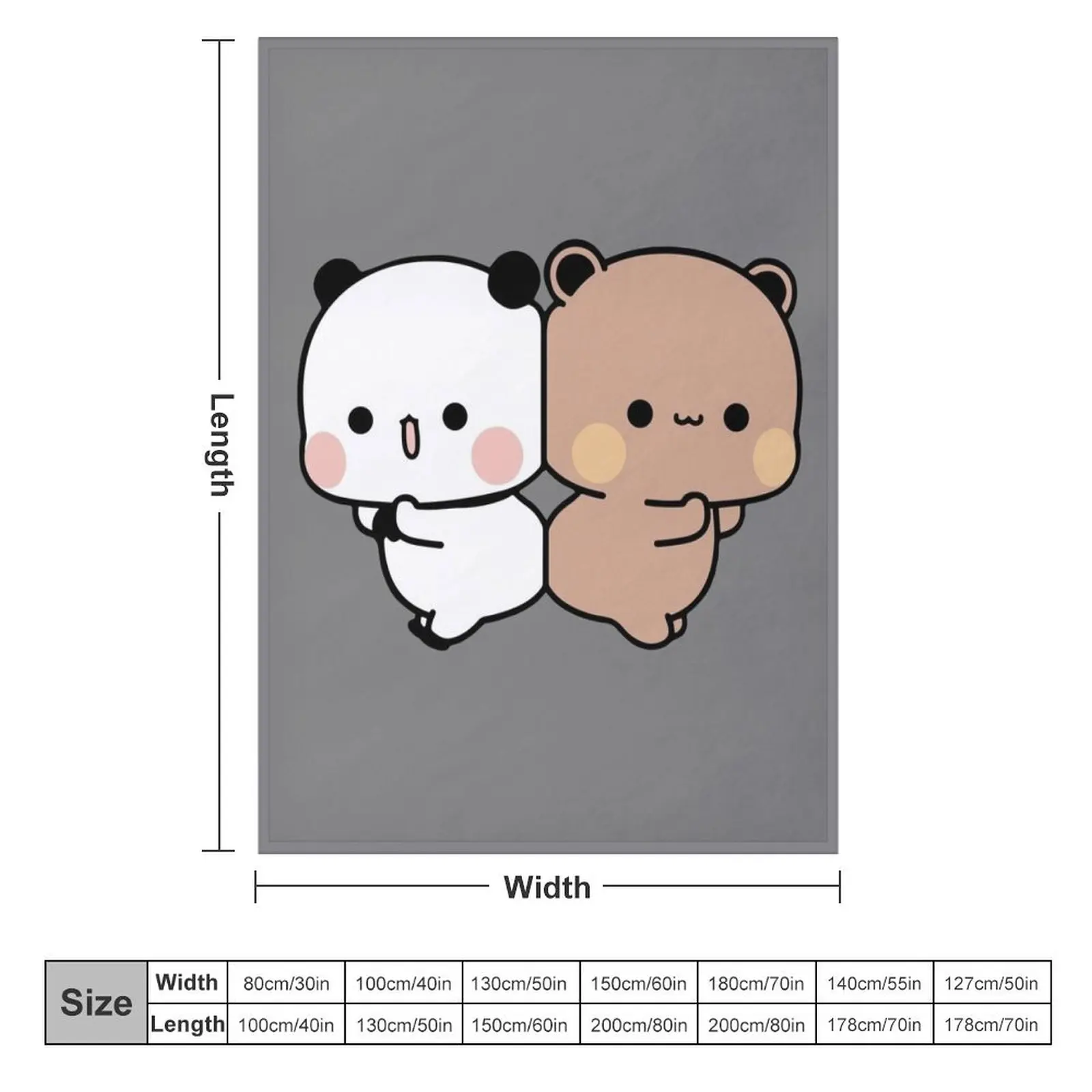 DuDu Bear and BuBu Panda Cute Couple Throw Blanket Soft manga for winter Nap Blankets