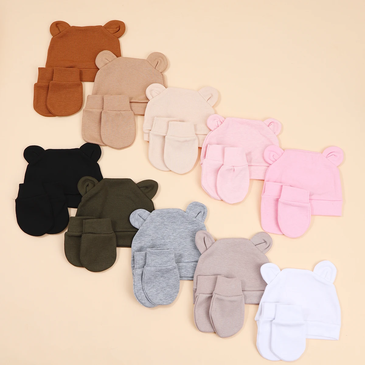 طفلة قبعة قفازات مجموعة القطن قبعة الوليد للفتيات اكسسوارات الطفل قبعة طفل رضيع بونيه القبعات هدية المولود الجديد