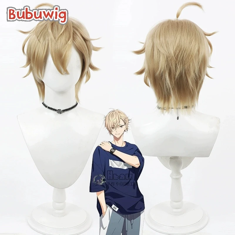 Bubuwig Włosy Syntetyczne Kurama Ushio Cosplay Peruki 18 Trip Kurama Ushio 30 cm Krótkie Proste Jasnobrązowe Męskie Cos Peruka Żaroodporna