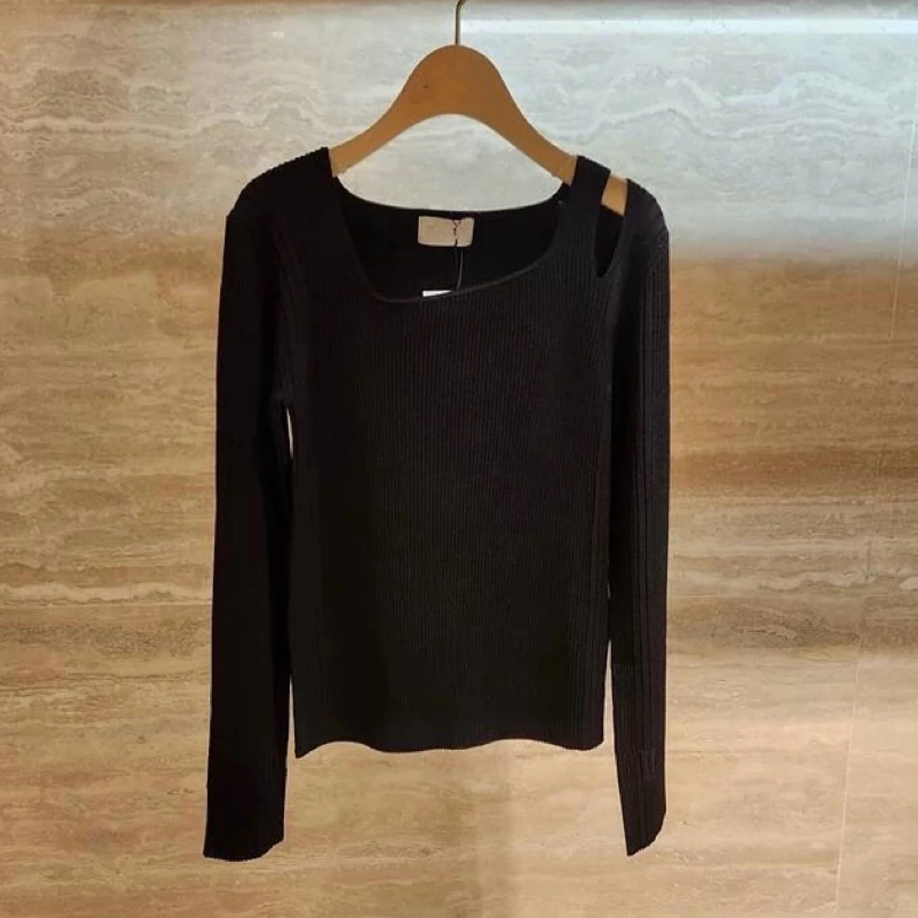 

Модный вязаный свитер с квадратным воротником и полосками, классический универсальный весенний свитер для поездок на работу, длинный свеч Regula...