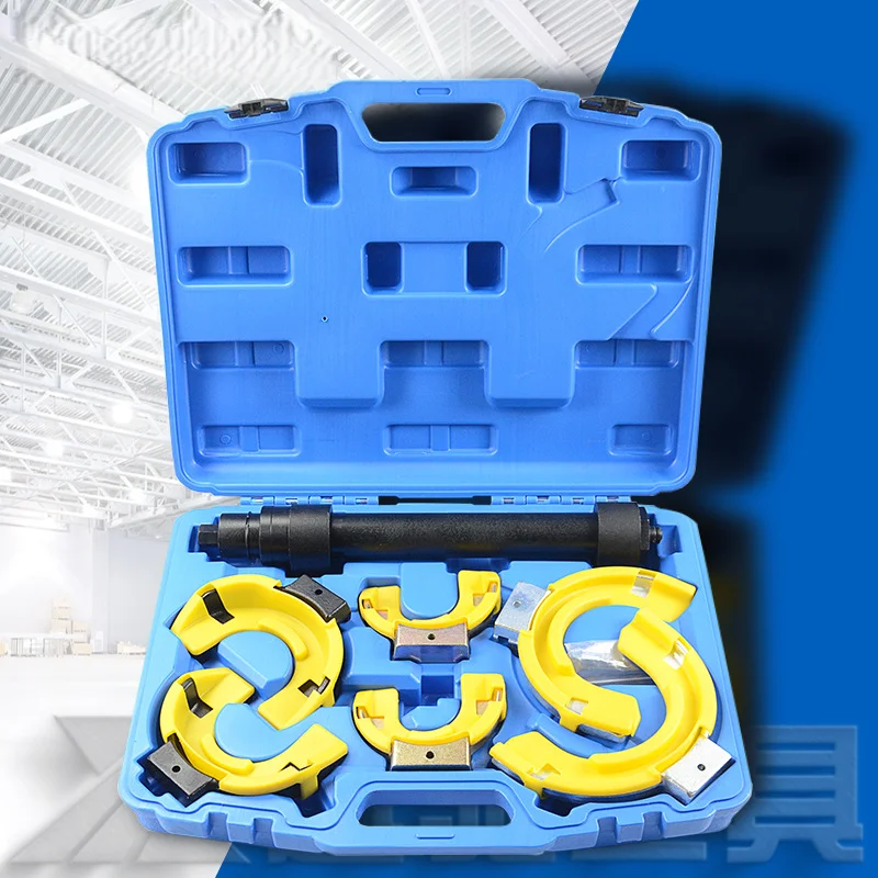 Non-disassembling shock absorber disassembly tool, truck and car shock absorber damper removal tool, spring compression tool