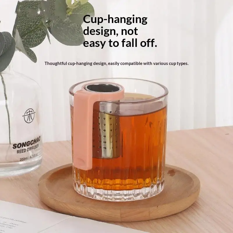 Creative Stainless Steel Clip Hanging On Cup Tea Strainer Cup Clamp Tea Infuser With Handle Fine Filter For Home Office Daily view 2