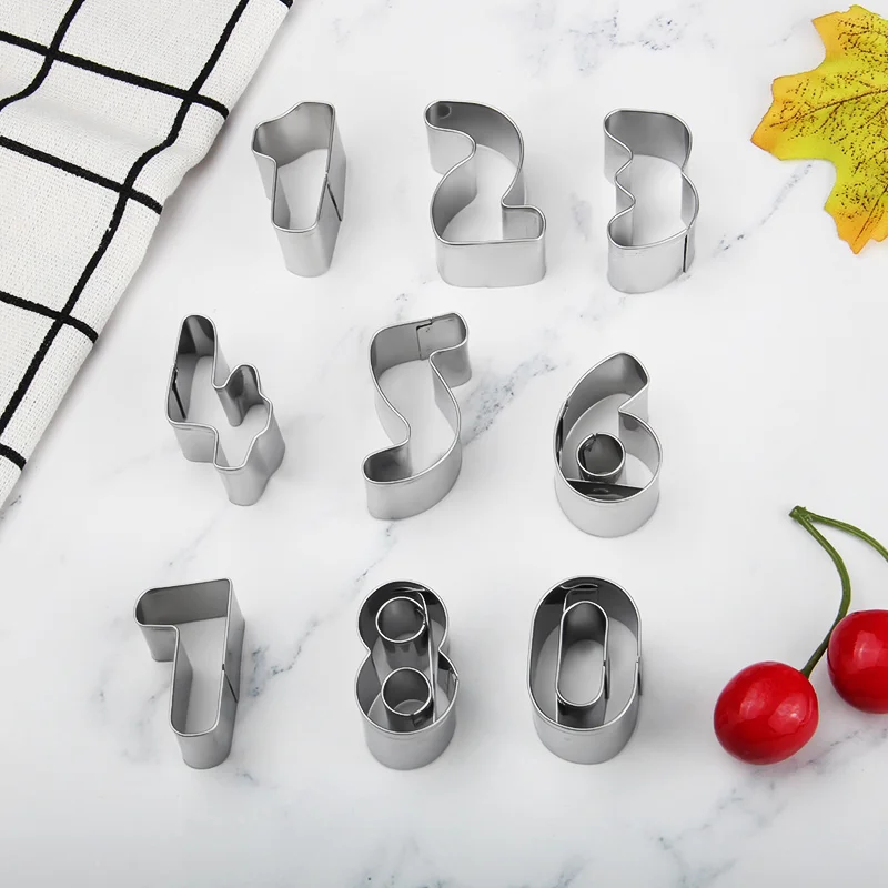

MRF 9pcs Metal Numbers Cookie Cutters Set Pastry Baking Molds HB0216