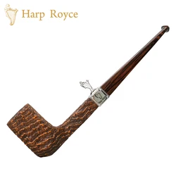 Harp Royce Handmade Briarwood Tobacco Pipe Straight Handle Judge Pipe with Silver Ring Standard Decorative Ring 5mm Pipe Channel