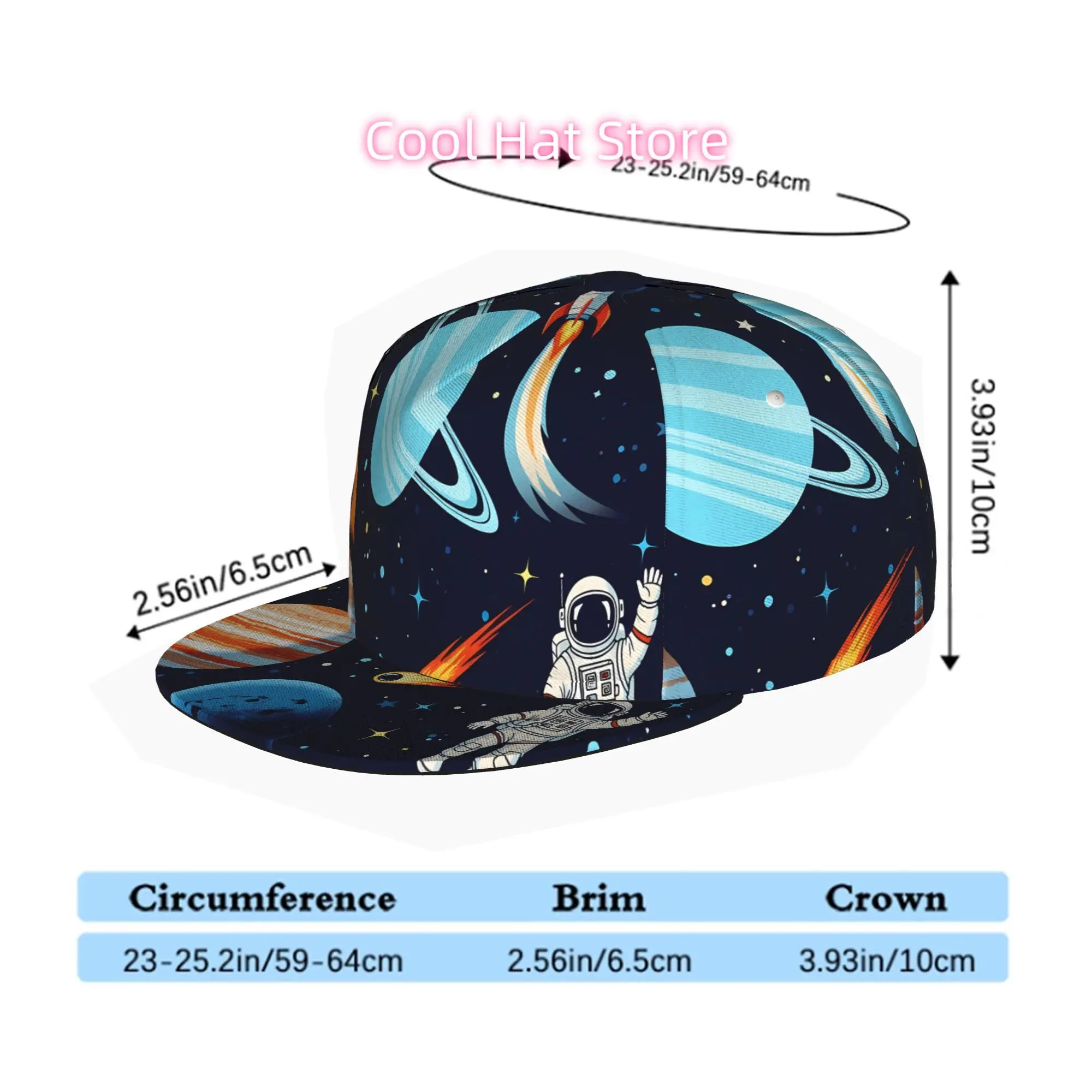 Men' & Women' Space-Themed Snapback Trucker Hat - Adjustable Flat Brim Baseball Cap with Soft Suitable for Skateboarding, Dance,
