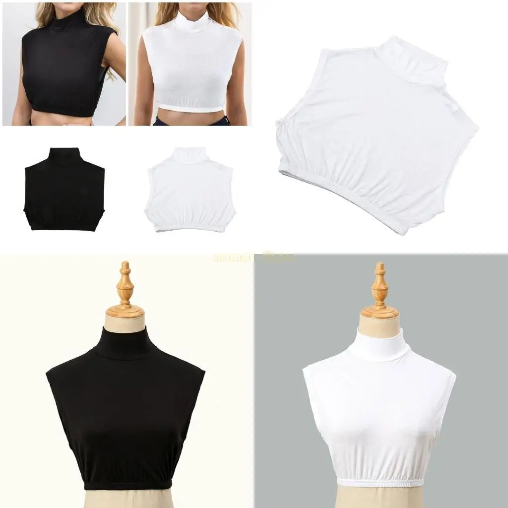 

31BF воротник для женщин вставка половина рубашки мужчины женщины водолазка воротник эластичный