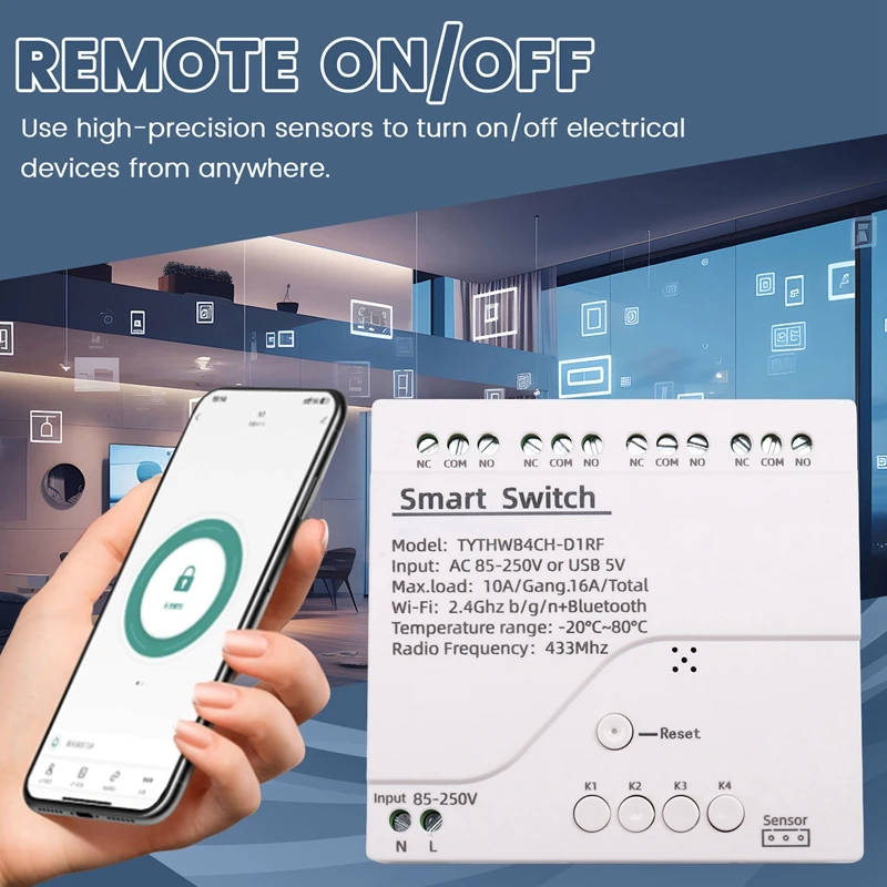 Tuya Wifi สมาร์ทสวิทช์อุณหภูมิความชื้นเซนเซอร์ AC 85-250V สมาร์ทไร้สายสวิทช์ RF รีโมทคอนโทรล