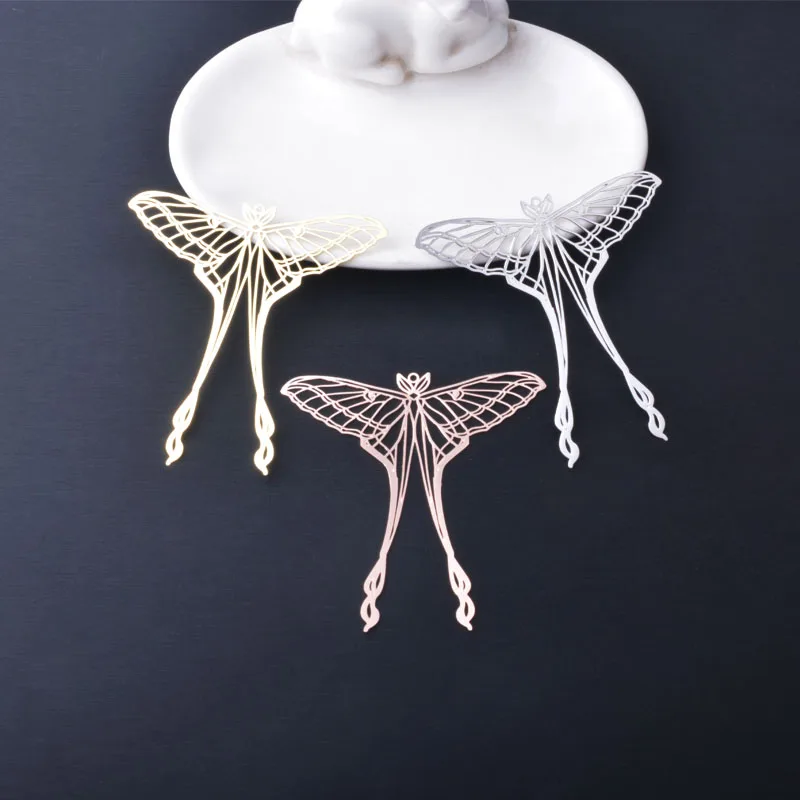 10 Stück Messing-Filigran-Anhänger in Roségold mit Schmetterlings-, Motten- und Zikadenmotiven für Damenschmuck und Accessoires – Detail 7