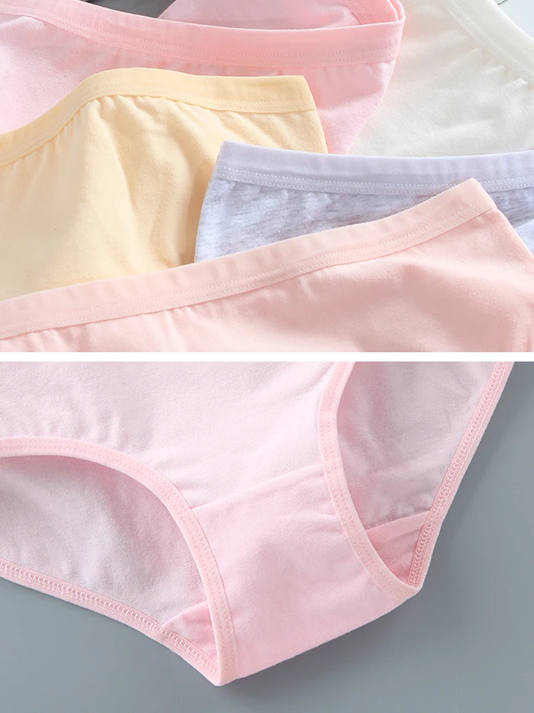 LJMOFA Cotton Girls Kids Short Briefs Children Underwear Underpants Baby One Size Panties Solid Color Lingeries Shorts B260