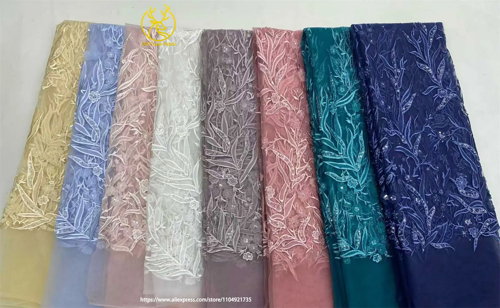 Mode Französisch Mesh Bräutigam Bestickte Spitze Stoff Hohe Qualität Afrikanische Nigerian Pailletten Spitze Stoff Damen Hochzeit Party Kleider – Detail 2