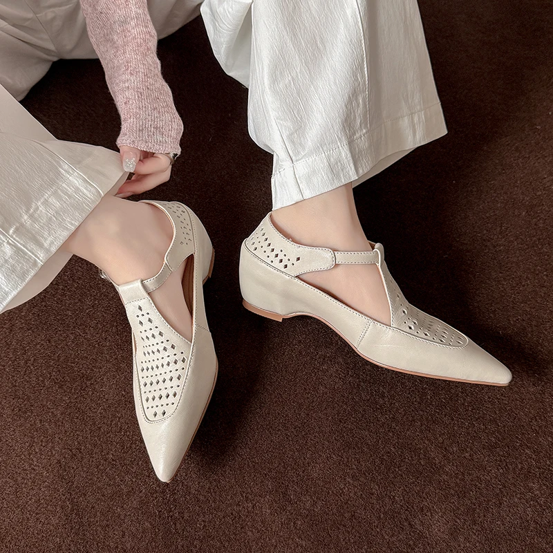 

Новинка 2024, модные роскошные туфли-лодочки из натуральной кожи, женская обувь на низком каблуке, Т-образные лоферы на массивном каблуке, женская повседневная обувь, женские туфли на каблуке