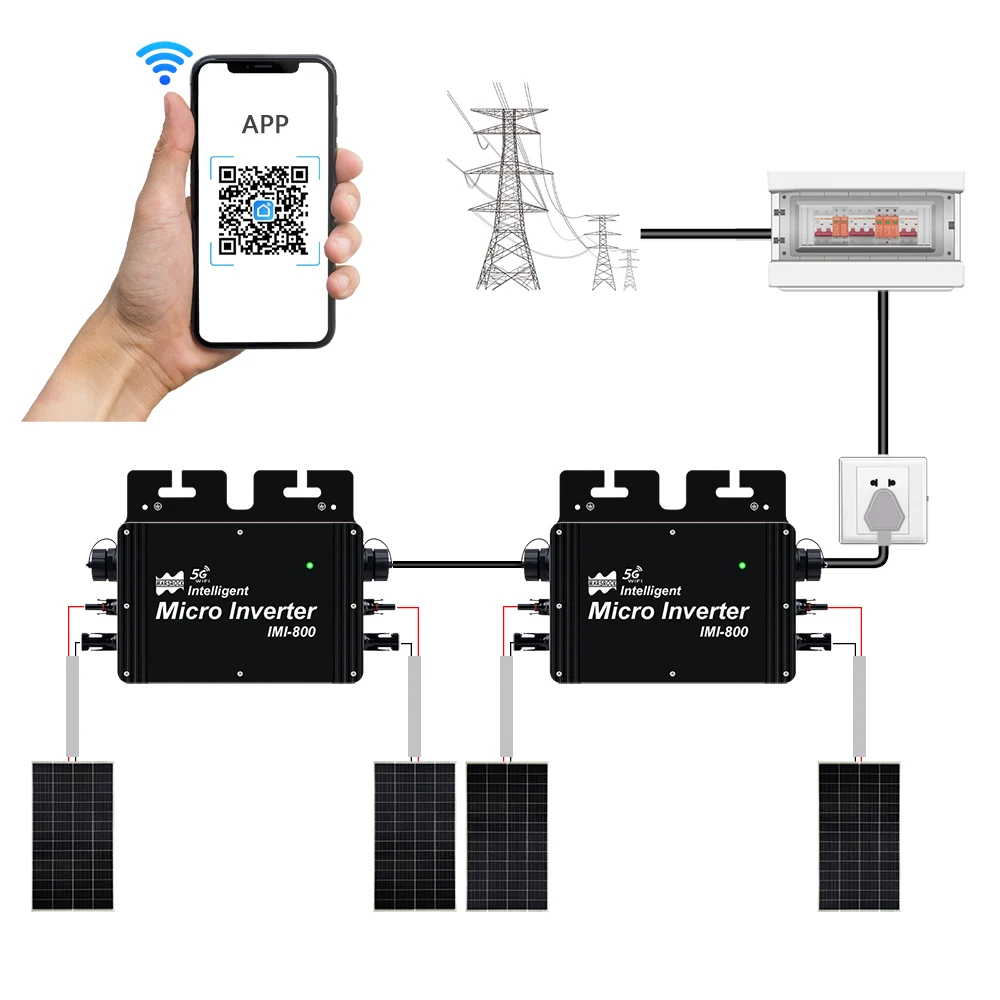 800W 20-50VDC to 230VAC Solar Grid-on Micro Inverter With  WiFi Connection Function,IP67 Waterproof and With MPPT PV Converter