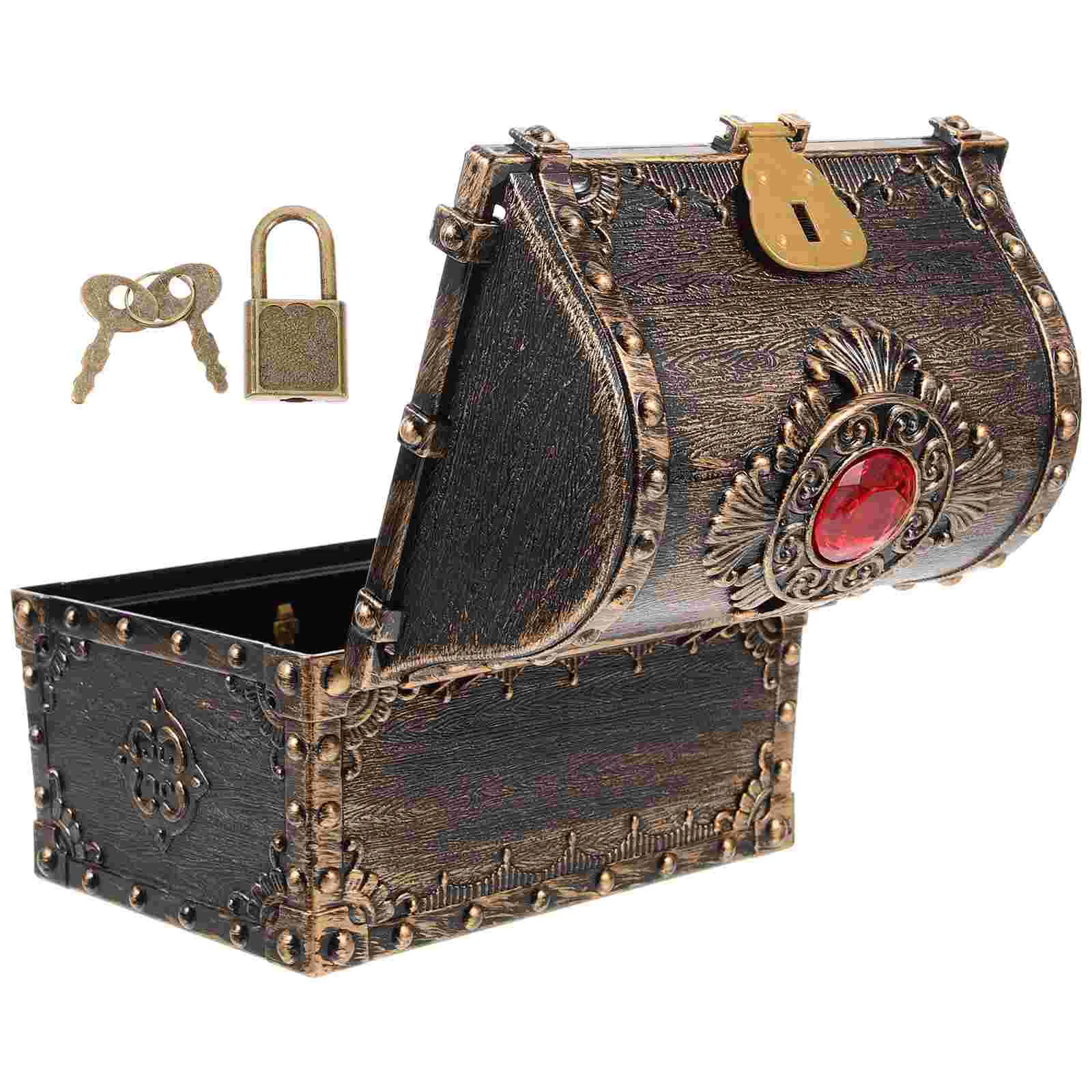 

Treasure Chest Pirate Hunting Box Children's Retro Storage Creative Gemstone Props Toy Trunk